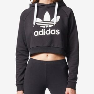 Cropped Black Adidas Hoodie